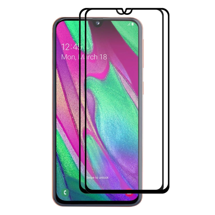 2 PCS ENKAY Hat-prince Full Glue 0.26mm 9H 2.5D Tempered Glass Film for Samsung Galaxy A40
