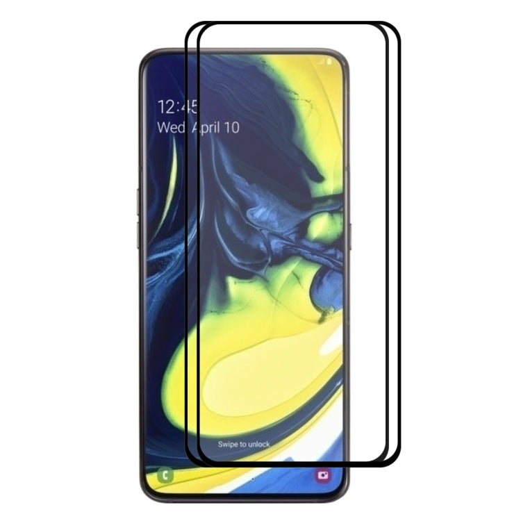 Lot de 2 films de protection en verre trempé ENKAY Hat-Prince Full Glue 0,26 mm 9H 2,5D pour Samsung Galaxy A80