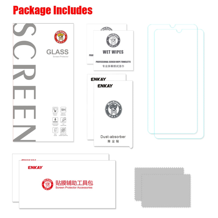 2 PCS ENKAY Hat-Prince 0.26mm 2.5D 9H Tempered Glass Protective Film for Samsung Galaxy A70