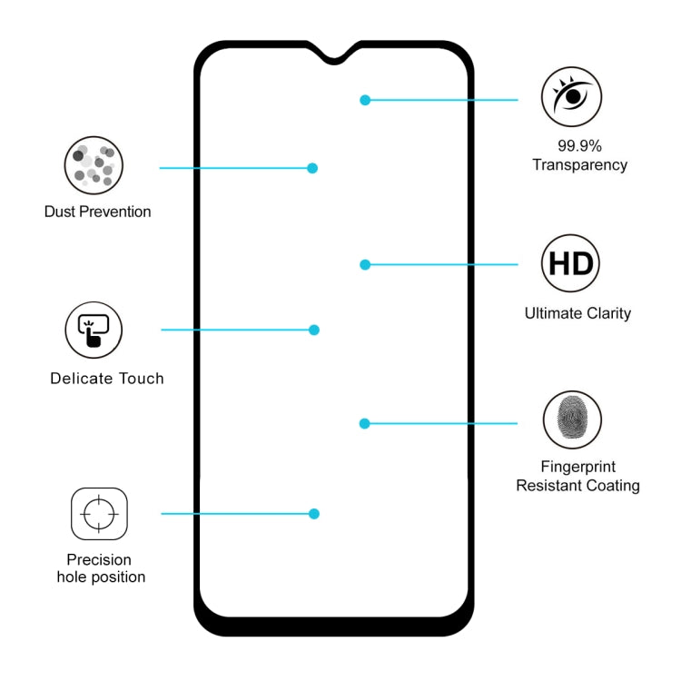 ENKAY Hat-prince Full Glue 0.26mm 9H 2.5D Tempered Glass Film for Galaxy A20