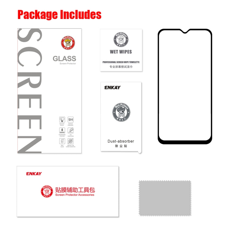 ENKAY Hat-prince Full Glue 0.26mm 9H 2.5D Tempered Glass Film for Galaxy A20