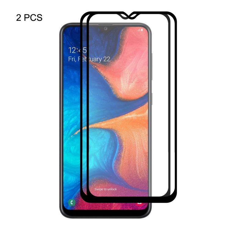 Lot de 2 films de protection en verre trempé ENKAY Hat-Prince Full Glue 0,26 mm 9H 2,5D pour Galaxy A20
