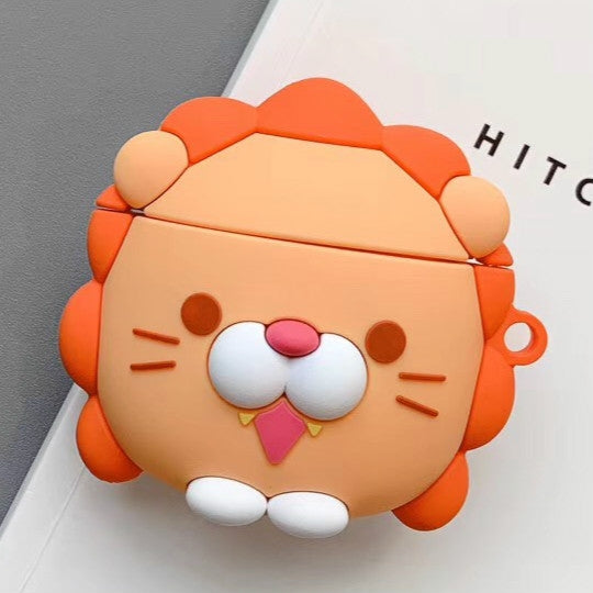 For Apple AirPods 1/2 Generation Universal Wireless Lion And Dinosaur Headphone Holder Bluetooth  Protective Case, Lion
