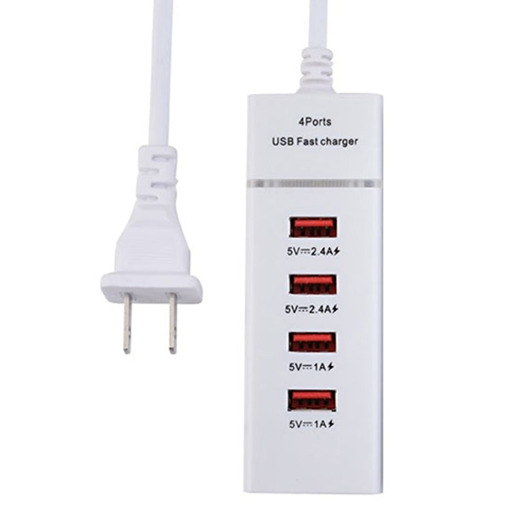 Adaptateur de chargeur 5 V 4,1 A 4 ports USB avec câble d'alimentation, longueur du câble : 1,5 m, prise américaine.