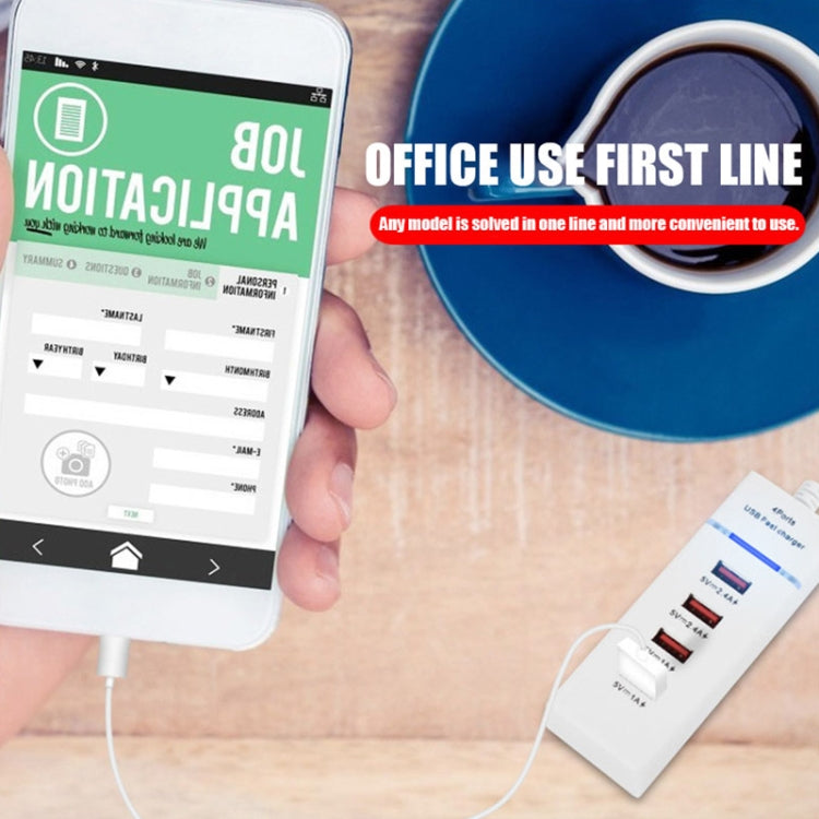 Adaptateur de chargeur 5 V 4,1 A 4 ports USB avec câble d'alimentation, longueur du câble : 1,5 m, prise UE, prise UE