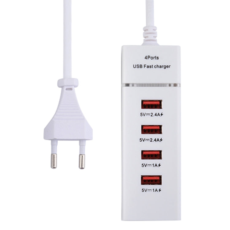 Adaptateur de chargeur 5 V 4,1 A 4 ports USB avec câble d'alimentation, longueur du câble : 1,5 m, prise UE, prise UE