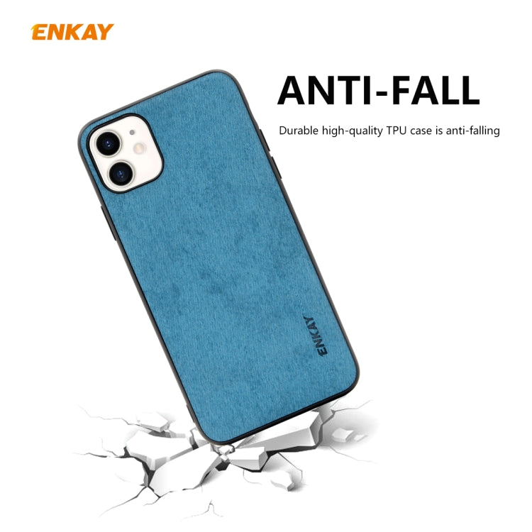 For iPhone 11 ENKAY ENK-PC0282 2 in 1 Business Series Fabric Texture PU Leather + TPU Soft Slim Case Cover ＆ 0.26mm 9H 2.5D Tempered Glass Film, For iPhone 11