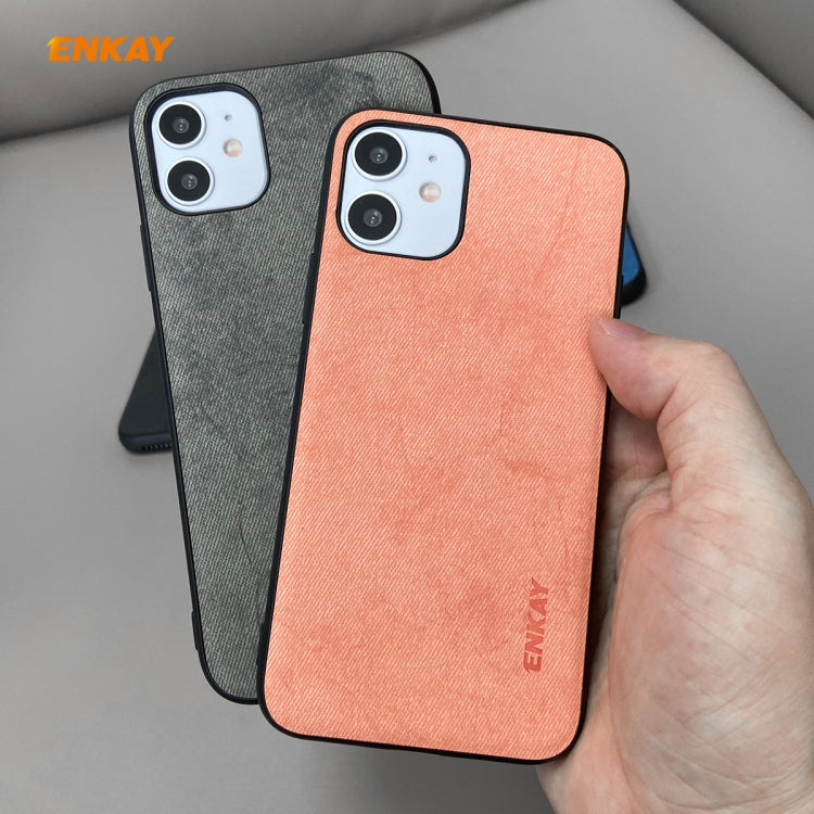 For iPhone 11 ENKAY ENK-PC0282 2 in 1 Business Series Fabric Texture PU Leather + TPU Soft Slim Case Cover ＆ 0.26mm 9H 2.5D Tempered Glass Film, For iPhone 11