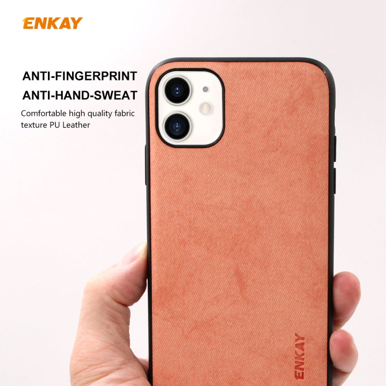 For iPhone 11 ENKAY ENK-PC0282 2 in 1 Business Series Fabric Texture PU Leather + TPU Soft Slim Case Cover ＆ 0.26mm 9H 2.5D Tempered Glass Film, For iPhone 11
