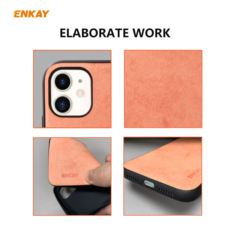 For iPhone 11 ENKAY ENK-PC0282 2 in 1 Business Series Fabric Texture PU Leather + TPU Soft Slim Case Cover ＆ 0.26mm 9H 2.5D Tempered Glass Film, For iPhone 11