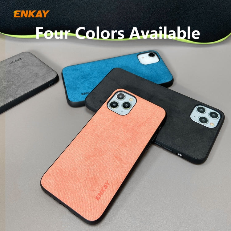 For iPhone 11 Pro ENKAY ENK-PC0292 2 in 1 Business Series Fabric Texture PU Leather + TPU Soft Slim Case Cover ＆ 0.26mm 9H 2.5D Tempered Glass Film, For iPhone 11 Pro