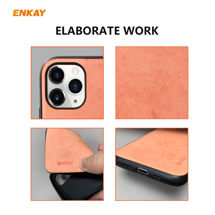 For iPhone 11 Pro ENKAY ENK-PC0292 2 in 1 Business Series Fabric Texture PU Leather + TPU Soft Slim Case Cover ＆ 0.26mm 9H 2.5D Tempered Glass Film, For iPhone 11 Pro