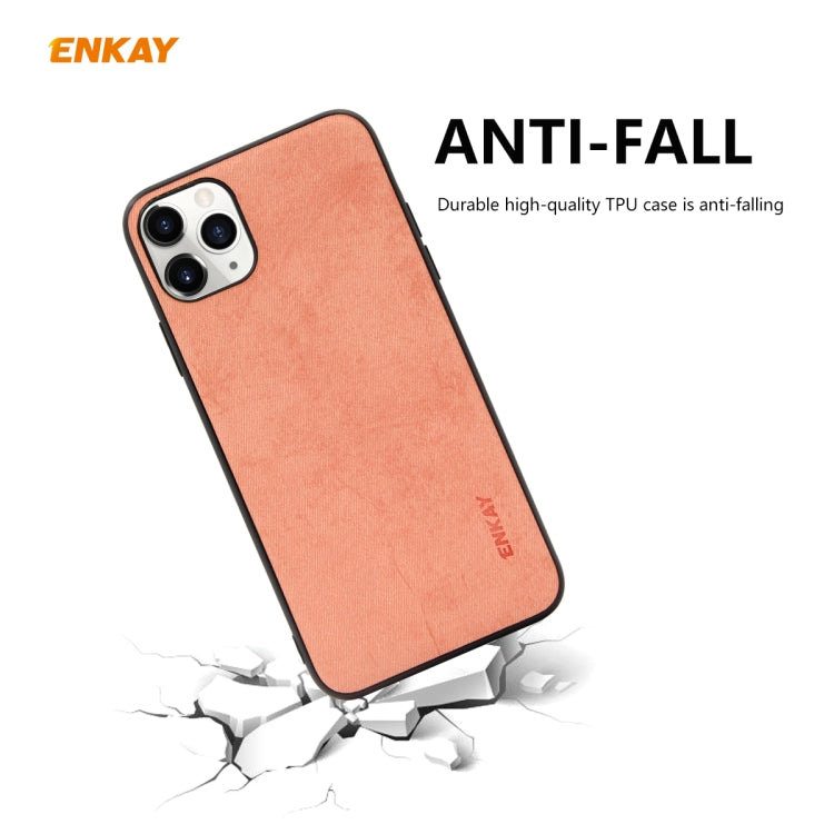 For iPhone 11 Pro Max ENKAY ENK-PC0302 2 in 1 Business Series Fabric Texture PU Leather + TPU Soft Slim Case Cover ＆ 0.26mm 9H 2.5D Tempered Glass Film, For iPhone 11 Pro Max