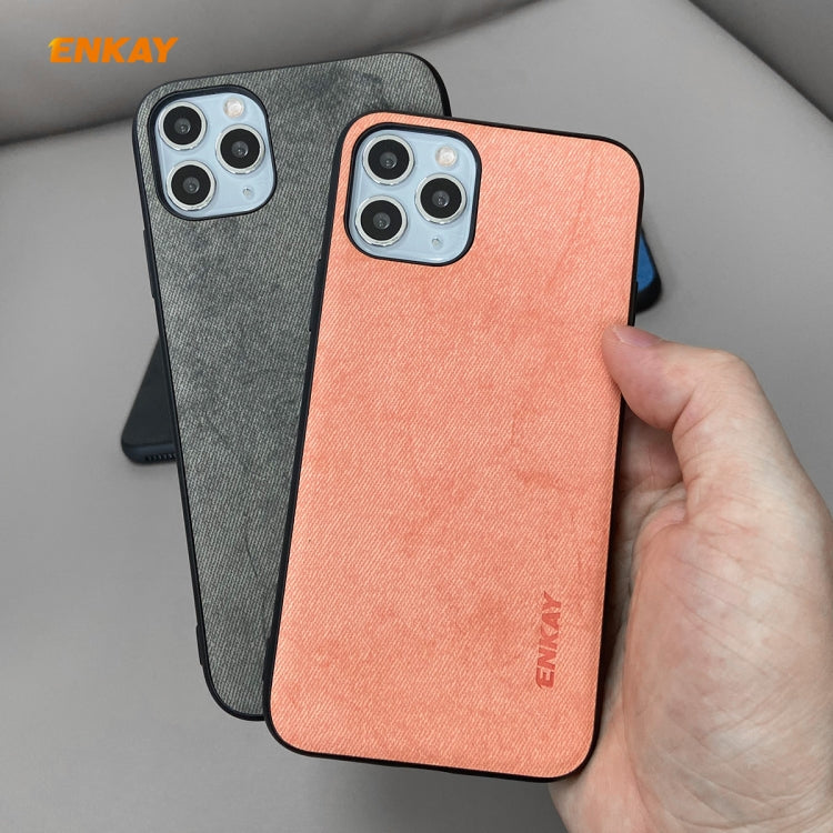 For iPhone 11 Pro Max ENKAY ENK-PC0302 2 in 1 Business Series Fabric Texture PU Leather + TPU Soft Slim Case Cover ＆ 0.26mm 9H 2.5D Tempered Glass Film, For iPhone 11 Pro Max