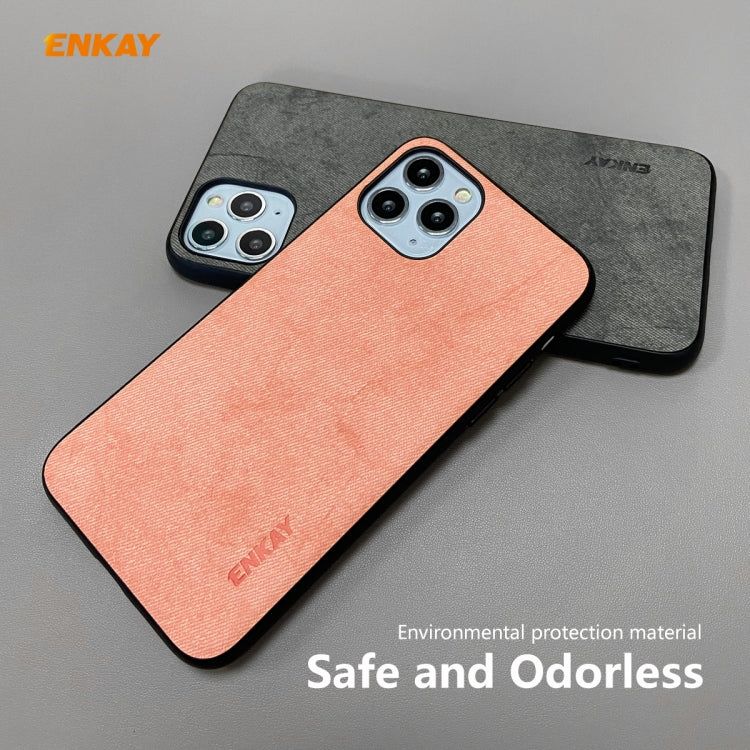 For iPhone 11 Pro Max ENKAY ENK-PC0302 2 in 1 Business Series Fabric Texture PU Leather + TPU Soft Slim Case Cover ＆ 0.26mm 9H 2.5D Tempered Glass Film, For iPhone 11 Pro Max