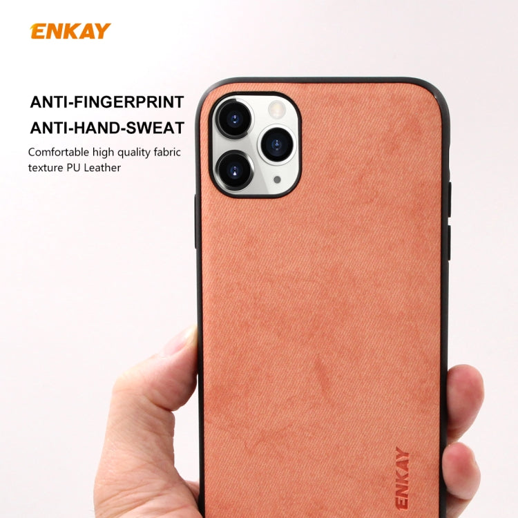 For iPhone 11 Pro Max ENKAY ENK-PC0302 2 in 1 Business Series Fabric Texture PU Leather + TPU Soft Slim Case Cover ＆ 0.26mm 9H 2.5D Tempered Glass Film, For iPhone 11 Pro Max