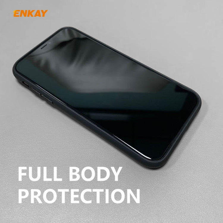 For iPhone 11 Pro Max ENKAY ENK-PC0302 2 in 1 Business Series Fabric Texture PU Leather + TPU Soft Slim Case Cover ＆ 0.26mm 9H 2.5D Tempered Glass Film, For iPhone 11 Pro Max