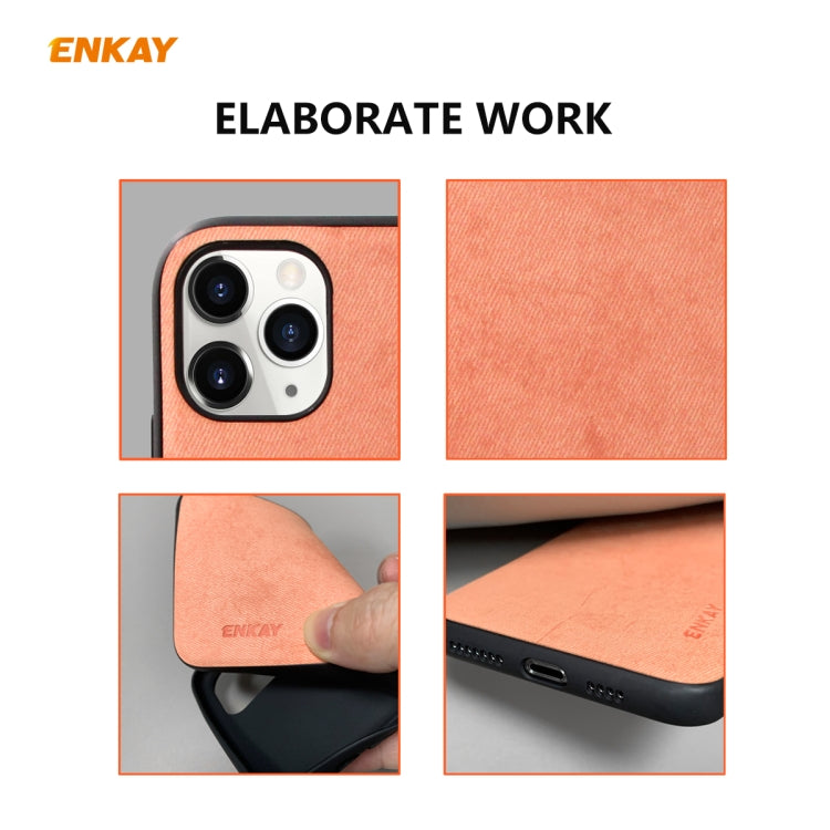 For iPhone 11 Pro Max ENKAY ENK-PC0302 2 in 1 Business Series Fabric Texture PU Leather + TPU Soft Slim Case Cover ＆ 0.26mm 9H 2.5D Tempered Glass Film, For iPhone 11 Pro Max