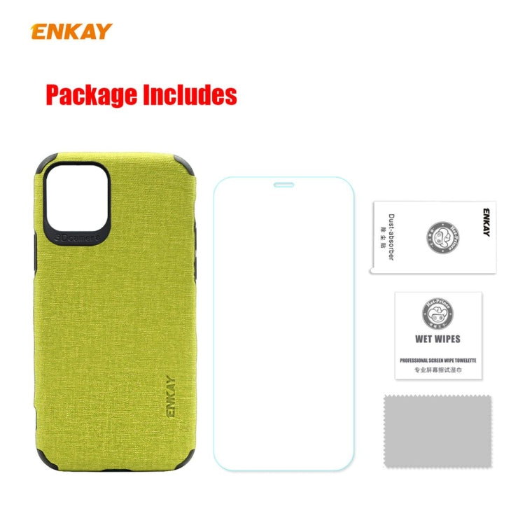 For iPhone 11 Pro Max ENKAY ENK-PC0332 2 in 1 Business Series Denim Texture PU Leather + TPU Soft Slim Case Cover ＆ 0.26mm 9H 2.5D Tempered Glass Film, For iPhone 11 Pro Max