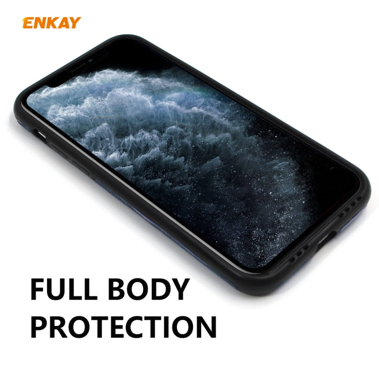 For iPhone 11 Pro Max ENKAY ENK-PC0332 2 in 1 Business Series Denim Texture PU Leather + TPU Soft Slim Case Cover ＆ 0.26mm 9H 2.5D Tempered Glass Film, For iPhone 11 Pro Max