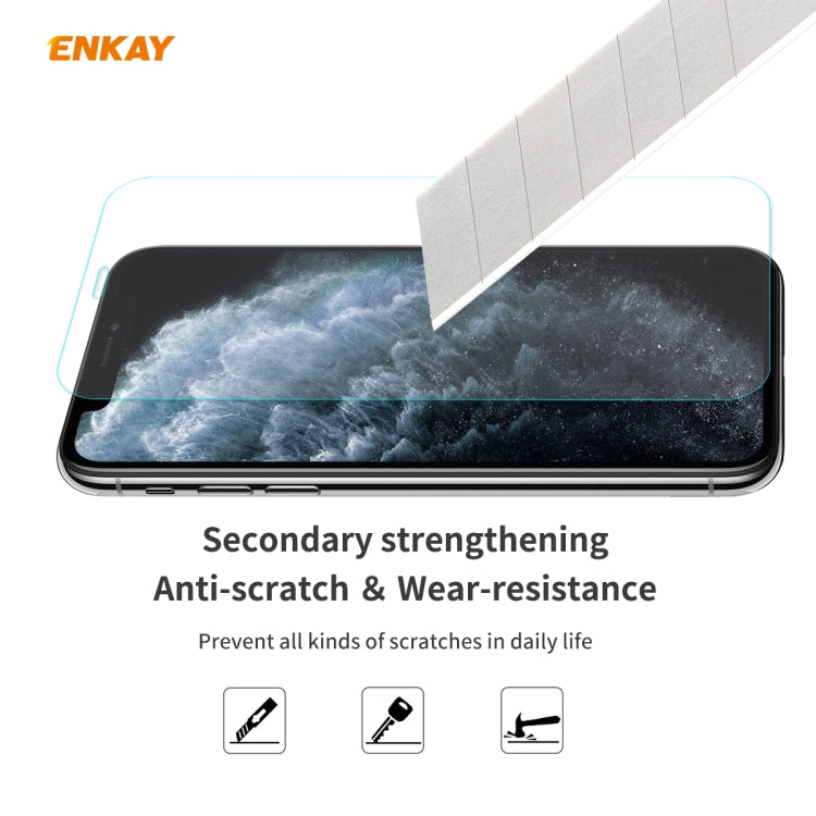 For iPhone 11 Pro Max ENKAY ENK-PC0332 2 in 1 Business Series Denim Texture PU Leather + TPU Soft Slim Case Cover ＆ 0.26mm 9H 2.5D Tempered Glass Film, For iPhone 11 Pro Max