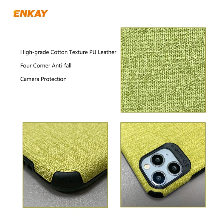 For iPhone 11 Pro ENKAY ENK-PC0322 2 in 1 Business Series Denim Texture PU Leather + TPU Soft Slim Case Cover ＆ 0.26mm 9H 2.5D Tempered Glass Film, For iPhone 11 Pro