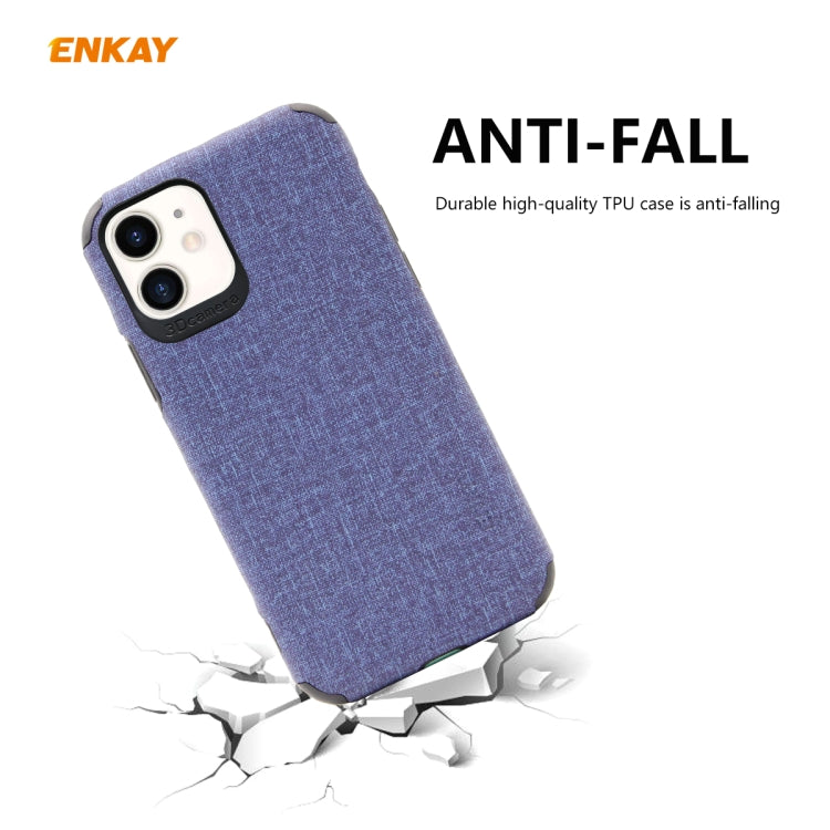 For iPhone 11 ENKAY ENK-PC0312 2 in 1 Business Series Denim Texture PU Leather + TPU Soft Slim Case Cover ＆ 0.26mm 9H 2.5D Tempered Glass Film, For iPhone 11