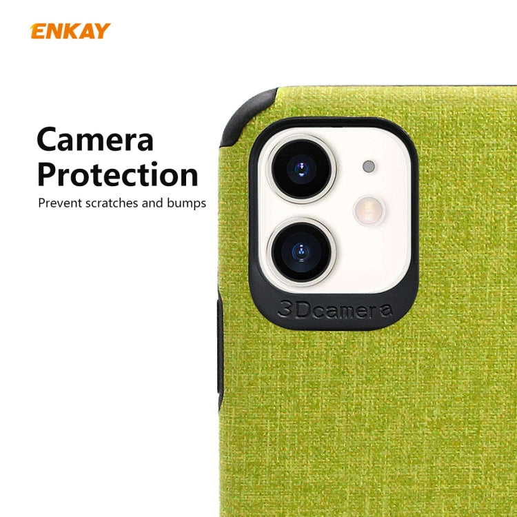 For iPhone 11 ENKAY ENK-PC0312 2 in 1 Business Series Denim Texture PU Leather + TPU Soft Slim Case Cover ＆ 0.26mm 9H 2.5D Tempered Glass Film, For iPhone 11