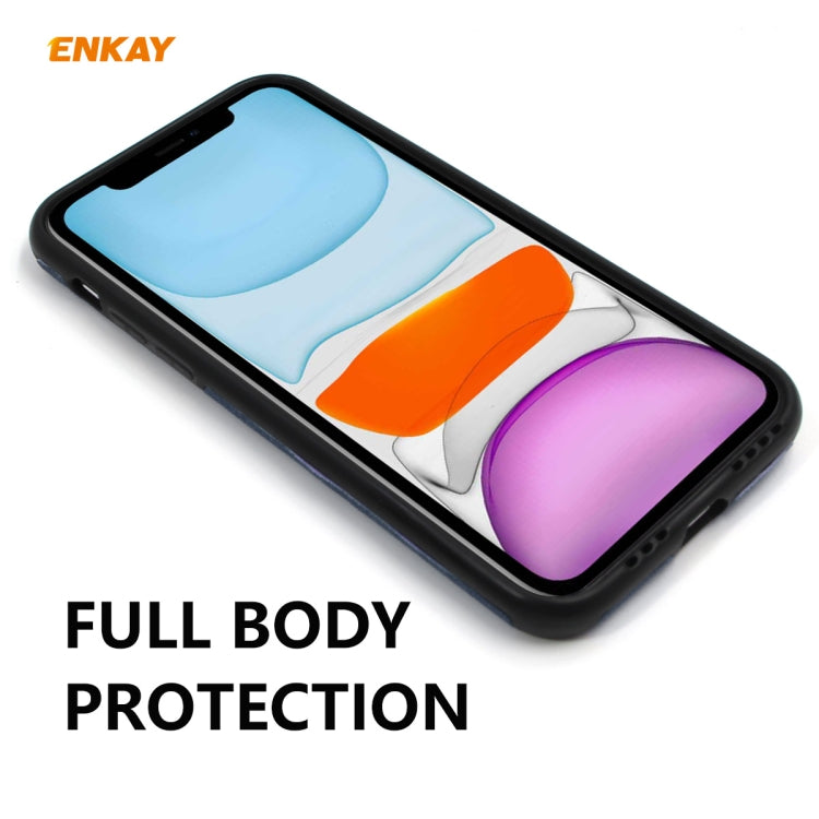 For iPhone 11 ENKAY ENK-PC0312 2 in 1 Business Series Denim Texture PU Leather + TPU Soft Slim Case Cover ＆ 0.26mm 9H 2.5D Tempered Glass Film, For iPhone 11