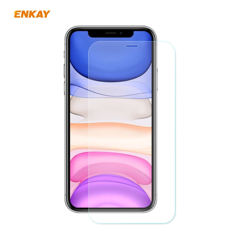 For iPhone 11 ENKAY ENK-PC0312 2 in 1 Business Series Denim Texture PU Leather + TPU Soft Slim Case Cover ＆ 0.26mm 9H 2.5D Tempered Glass Film, For iPhone 11