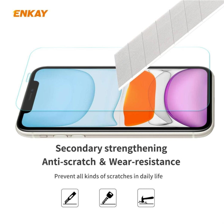 For iPhone 11 ENKAY ENK-PC0312 2 in 1 Business Series Denim Texture PU Leather + TPU Soft Slim Case Cover ＆ 0.26mm 9H 2.5D Tempered Glass Film, For iPhone 11