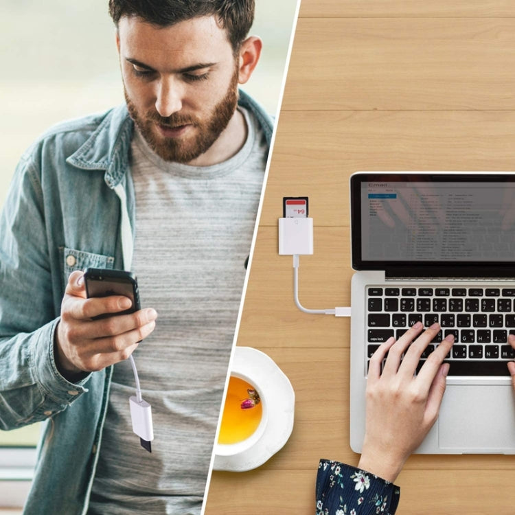 ZS-KL21810 8 Pin to SD Card Camera Card Reader Adapter, Support All iOS System, SD Card Slot