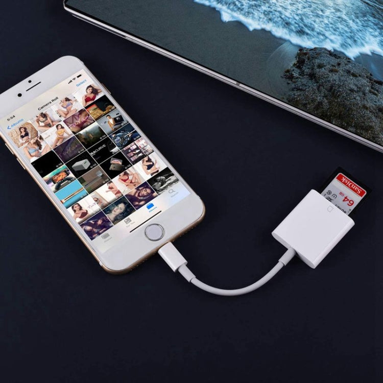 ZS-KL21810 8 Pin to SD Card Camera Card Reader Adapter, Support All iOS System, SD Card Slot