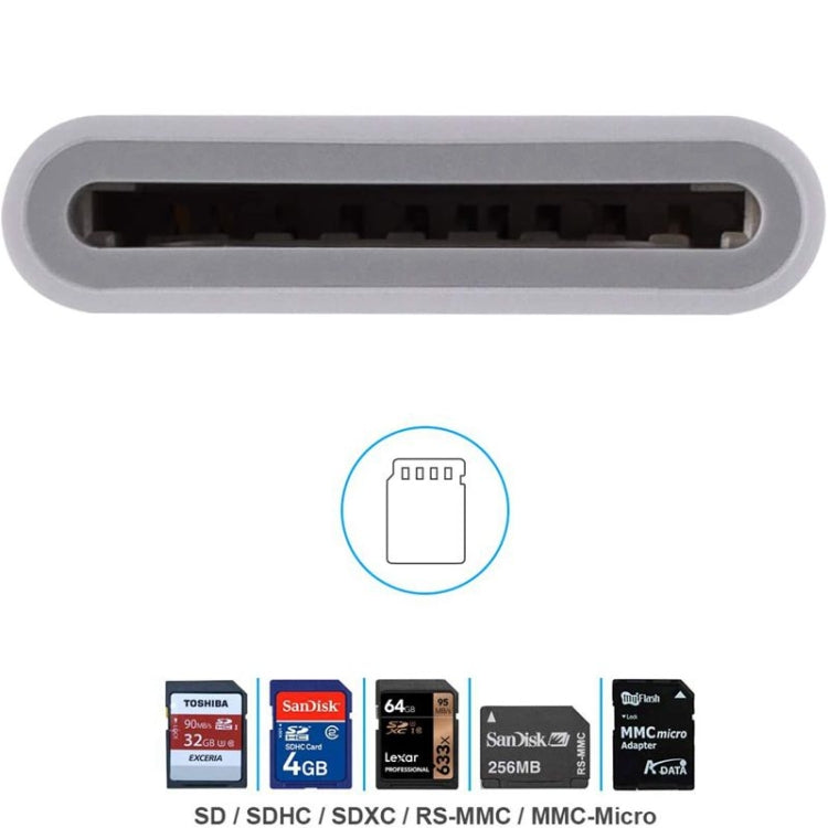 ZS-KL21810 8 Pin to SD Card Camera Card Reader Adapter, Support All iOS System, SD Card Slot