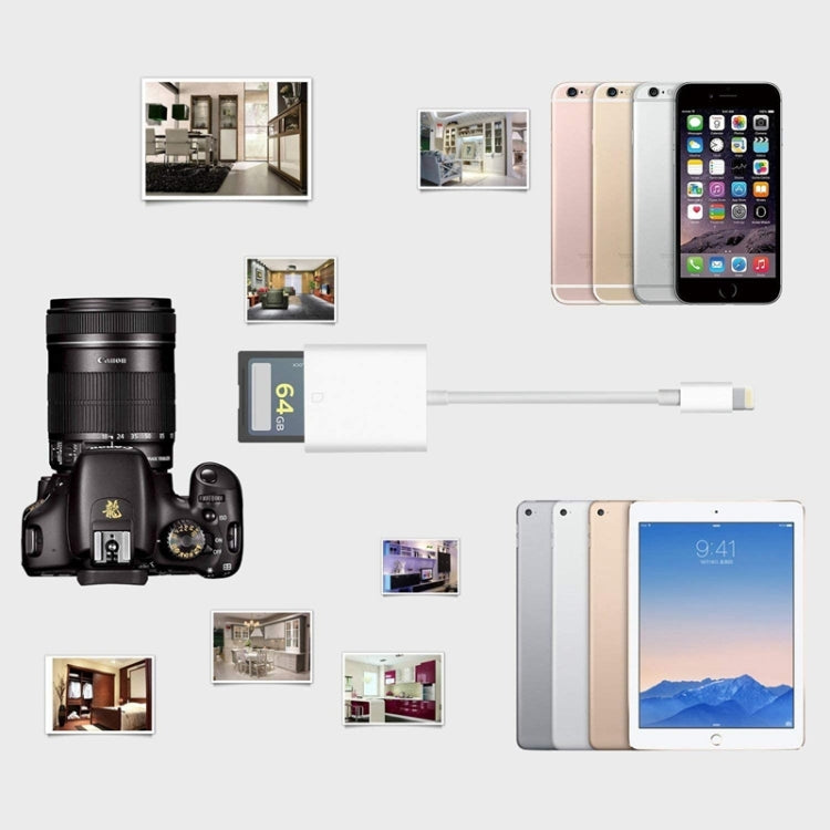 ZS-KL21810 8 Pin to SD Card Camera Card Reader Adapter, Support All iOS System, SD Card Slot