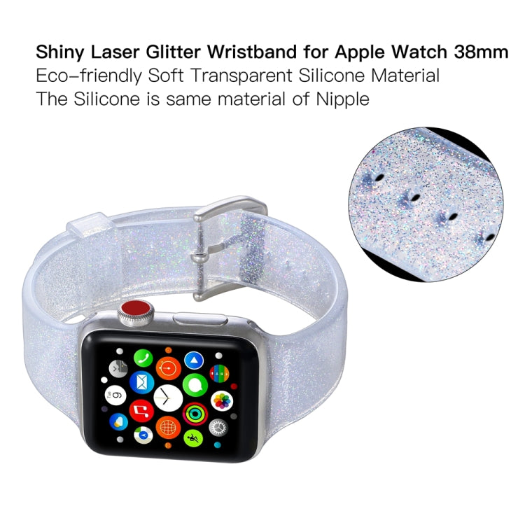 For Apple Watch Series 5 & 4 44mm / 3 & 2 & 1 42mm Glitter Silicone Strap