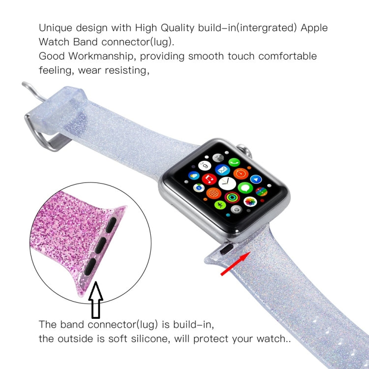 For Apple Watch Series 5 & 4 44mm / 3 & 2 & 1 42mm Glitter Silicone Strap
