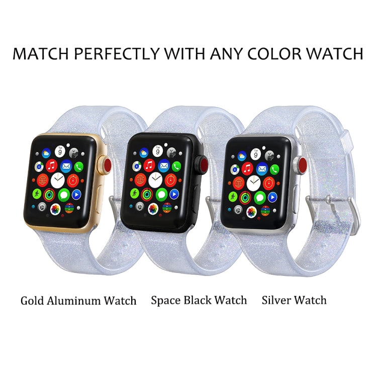 For Apple Watch Series 5 & 4 44mm / 3 & 2 & 1 42mm Glitter Silicone Strap