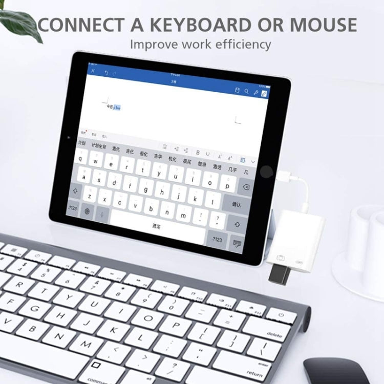 ZS-KL21806 2 in 1 8 Pin to USB 3.0 + Camera USB Read OTG Adapter, Compatible with IOS 13 and Above System