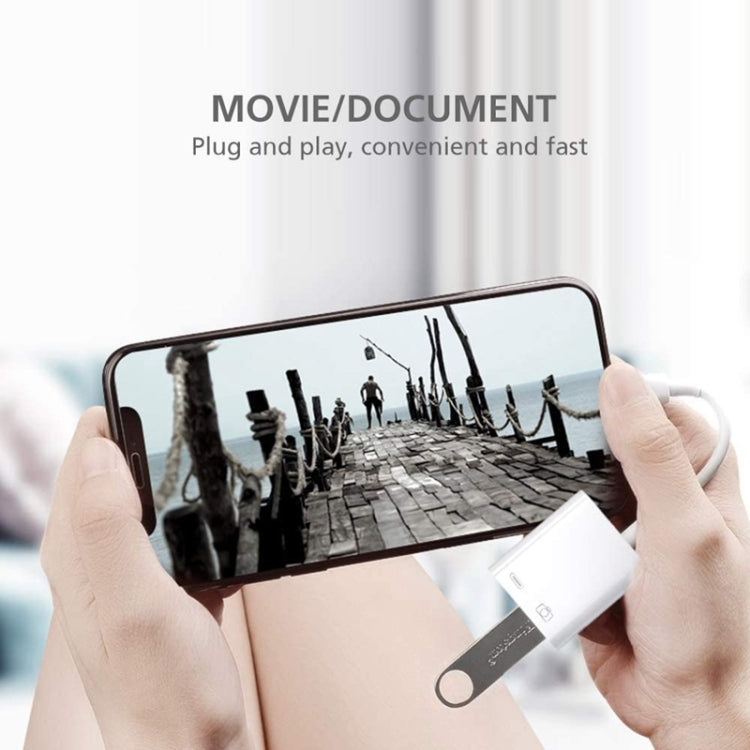 ZS-KL21806 2 in 1 8 Pin to USB 3.0 + Camera USB Read OTG Adapter, Compatible with IOS 13 and Above System