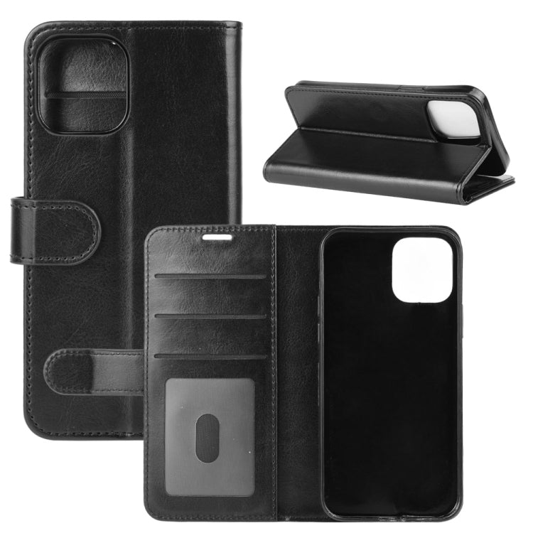 For iPhone 12 6.1 inch R64 Texture Single Horizontal Flip Protective Case with Holder & Card Slots & Wallet& Photo Frame, For iPhone 12 / 12 Pro