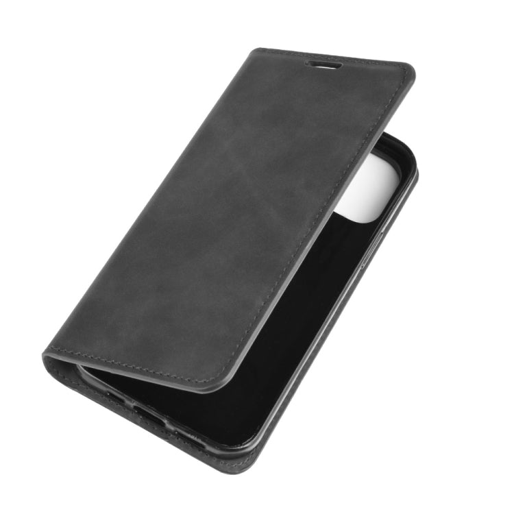 For iPhone 12 6.1 inch Retro-skin Business Magnetic Suction Leather Case with Holder & Card Slots & Wallet, For iPhone 12 / 12 Pro