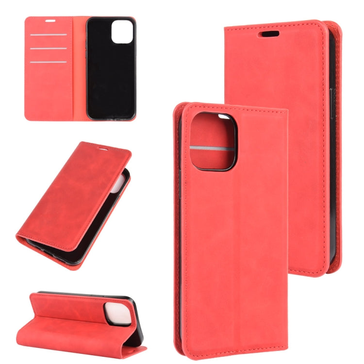 For iPhone 12 6.1 inch Retro-skin Business Magnetic Suction Leather Case with Holder & Card Slots & Wallet, For iPhone 12 / 12 Pro