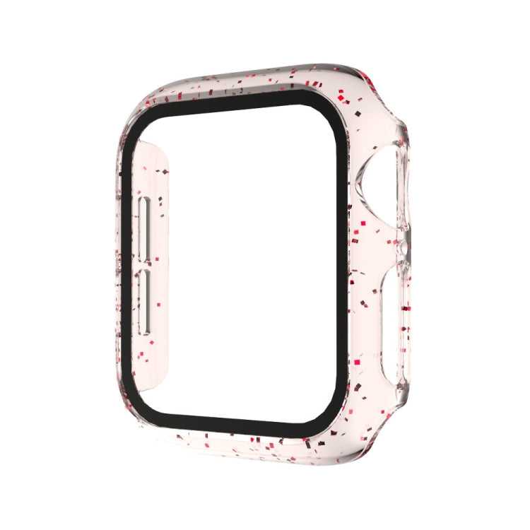 For Apple Watch Series 6 & SE & 5 & 4 44mm Glitter Powder PC + Tempered Glass Screen Film Integrated Case