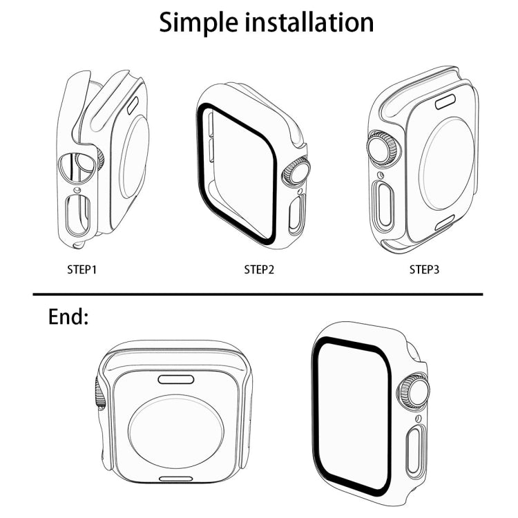 For Apple Watch Series 6 & SE & 5 & 4 44mm Glitter Powder PC + Tempered Glass Screen Film Integrated Case