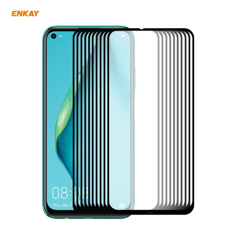 10 PCS ENKAY Hat-Prince Full Glue 0.26mm 9H 2.5D Tempered Glass Full Coverage Film