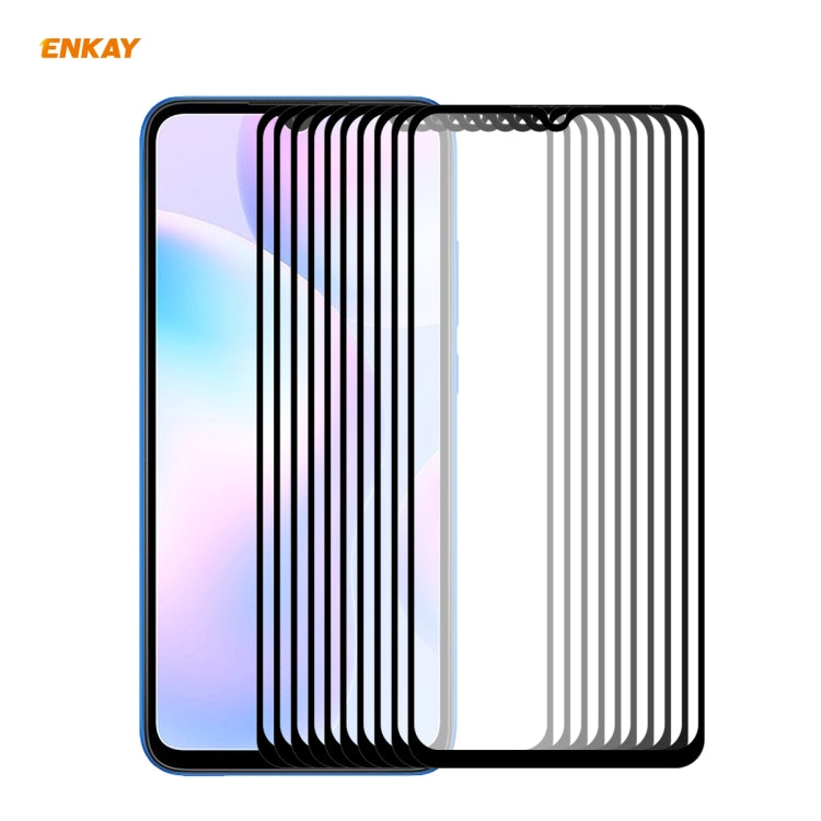 10 PCS ENKAY Hat-Prince Full Glue 0.26mm 9H 2.5D Tempered Glass Full Coverage Film