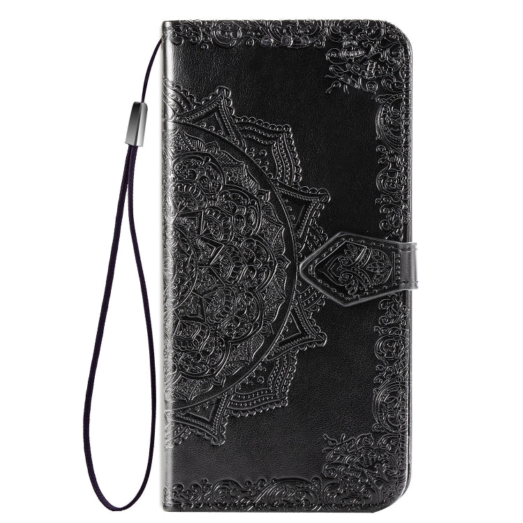 Mandala Flower Embossed Horizontal Flip Leather Case with Bracket / Card Slot / Wallet / Lanyard