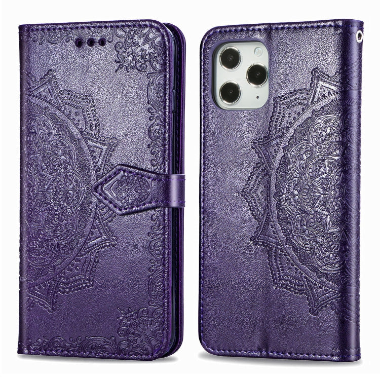 Mandala Flower Embossed Horizontal Flip Leather Case with Bracket / Card Slot / Wallet / Lanyard