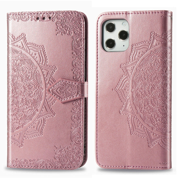 Mandala Flower Embossed Horizontal Flip Leather Case with Bracket / Card Slot / Wallet / Lanyard